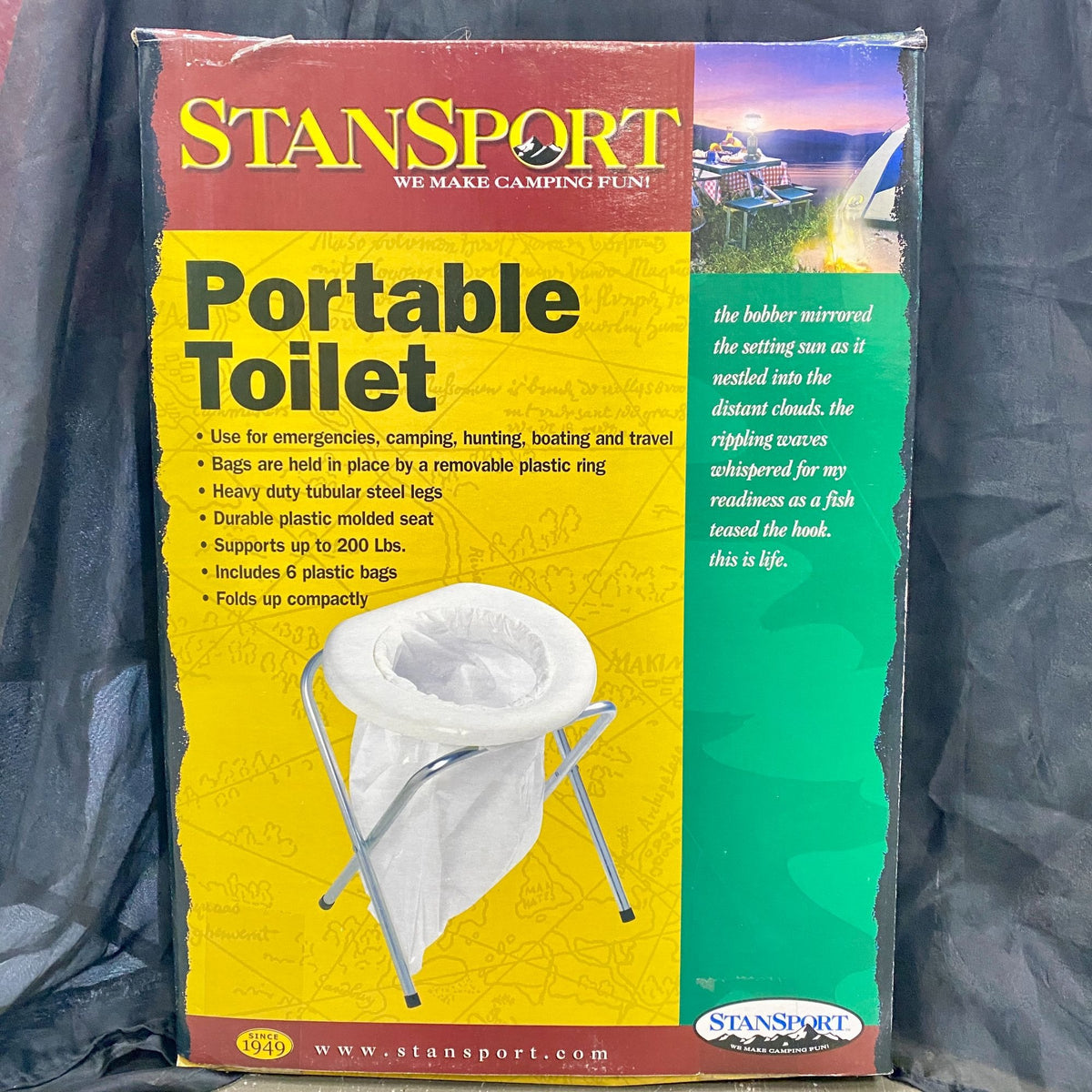 Stansport Portable Toilet Heavy-Duty Molded Seat Lightweight Travel Camp
