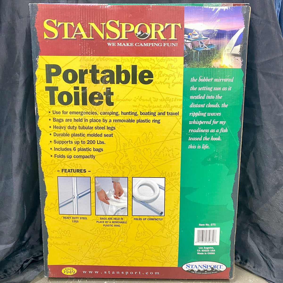 Stansport Portable Toilet Heavy-Duty Molded Seat Lightweight Travel Camp