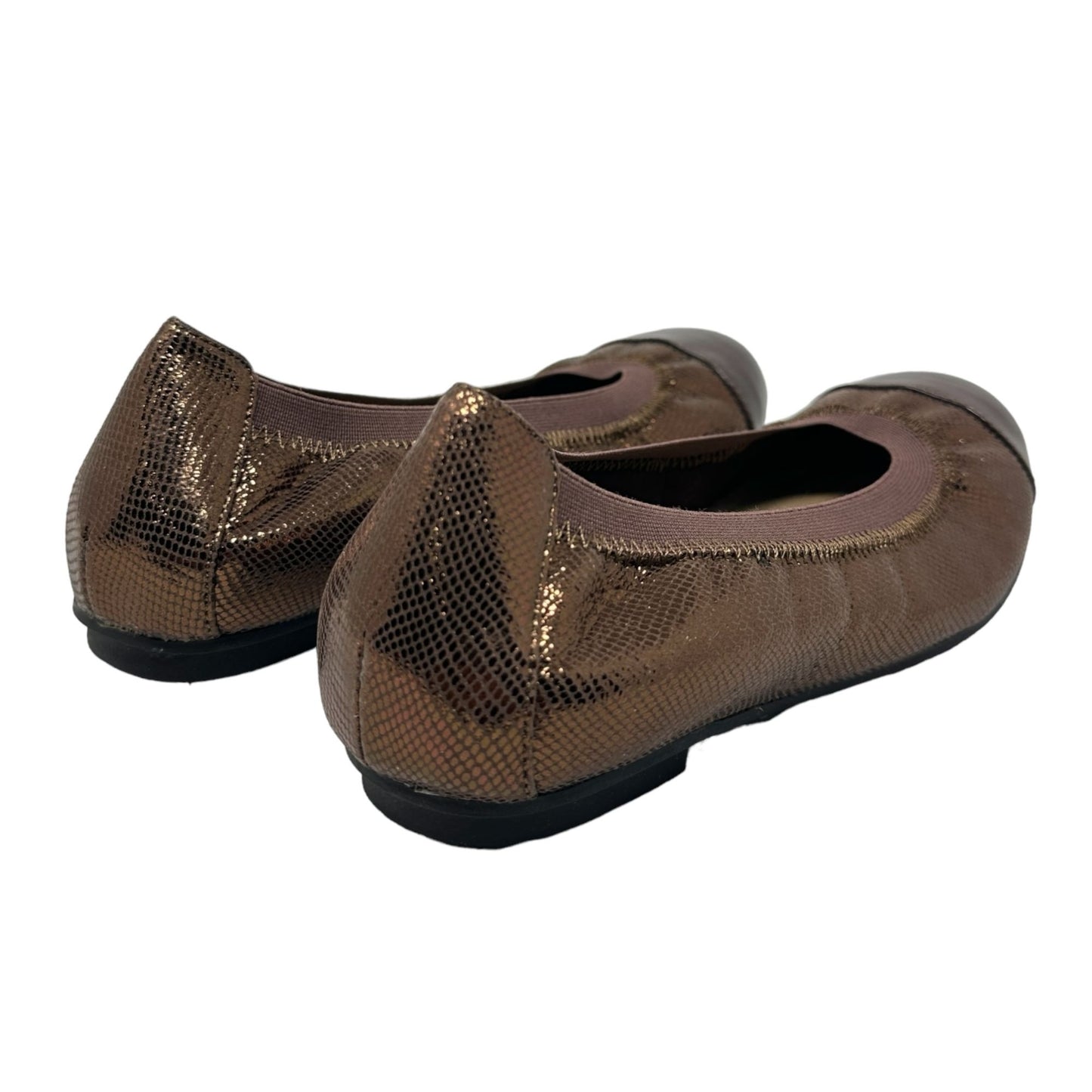 Vionic Womens 6 Allora Brown Ballet Flats Metallic Comfort Orthoheel Footbed