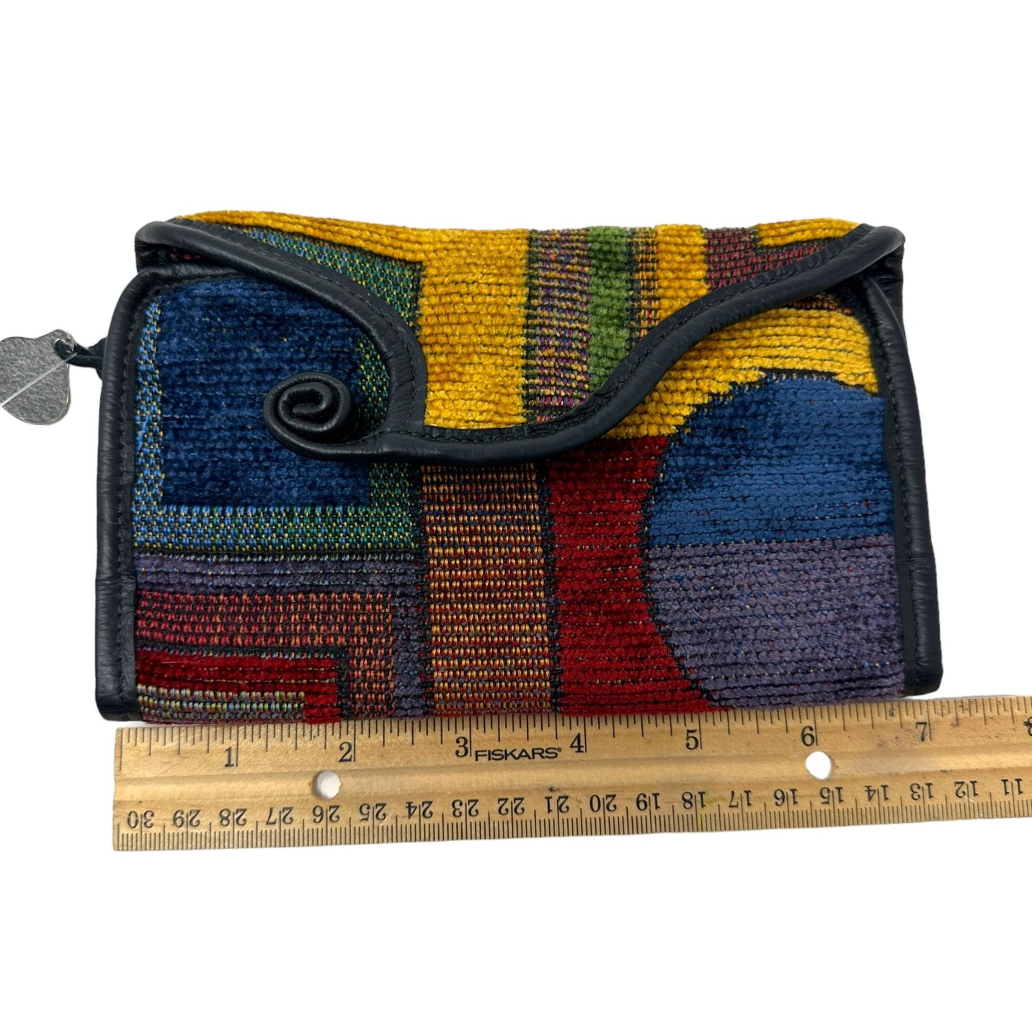 Vintage 90s Erda of Maine Boho Tapestry Trifold Clutch Wallet Festival Art Wear