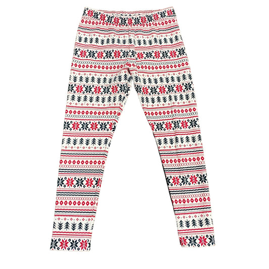 The Childrens Place Youth XXL Fairisle Christmas Leggings Red Green White Comfy