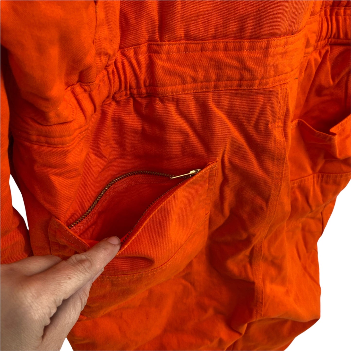 Dakota L Orange Insulated Overalls Hooded Outerwear Full Zip Multiple Pockets