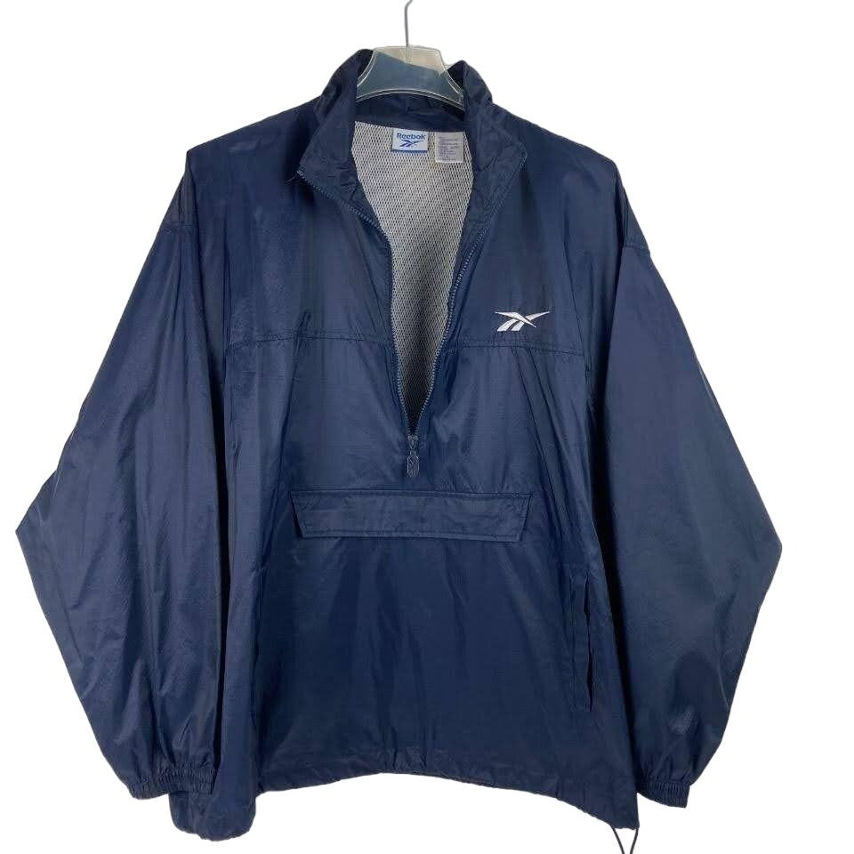 Reebok Jacket L Half Zip Pullover Windbreaker Front Waist Pocket Vented Back