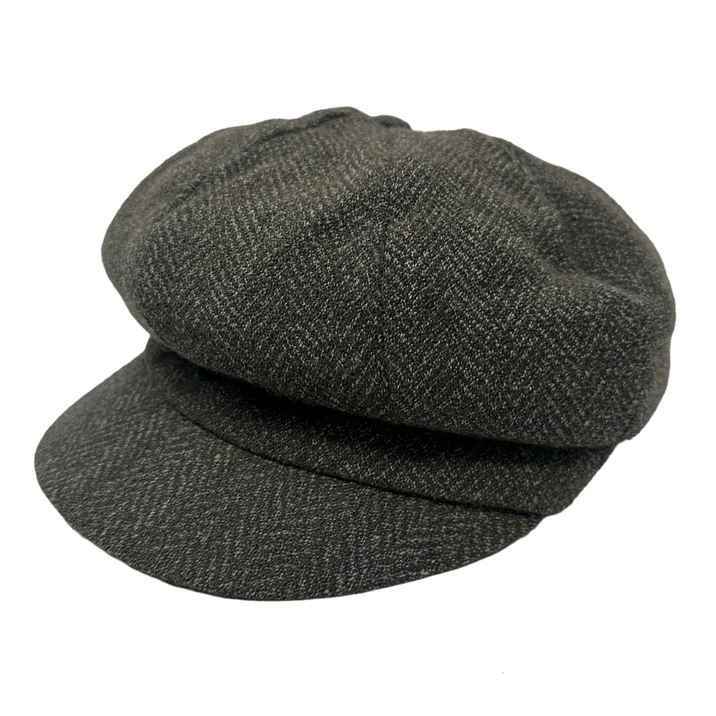 Vintage Crown Cap Signature L Brown Grey Tweed Newsboy Flatcap Hat Cap Cadet