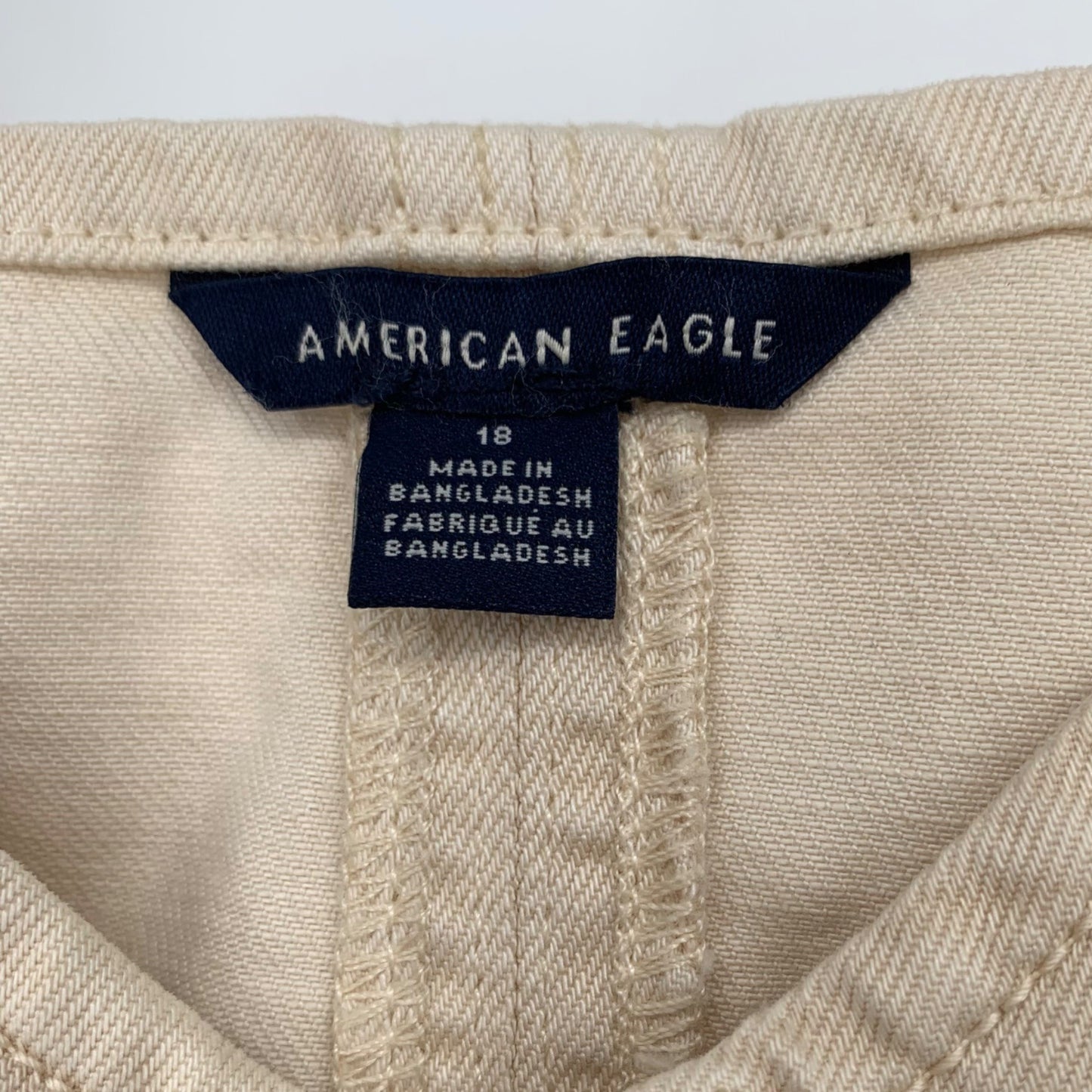 American Eagle Outfitters Womens 18 Beige Crop Top Denim Front Button Sleeveless