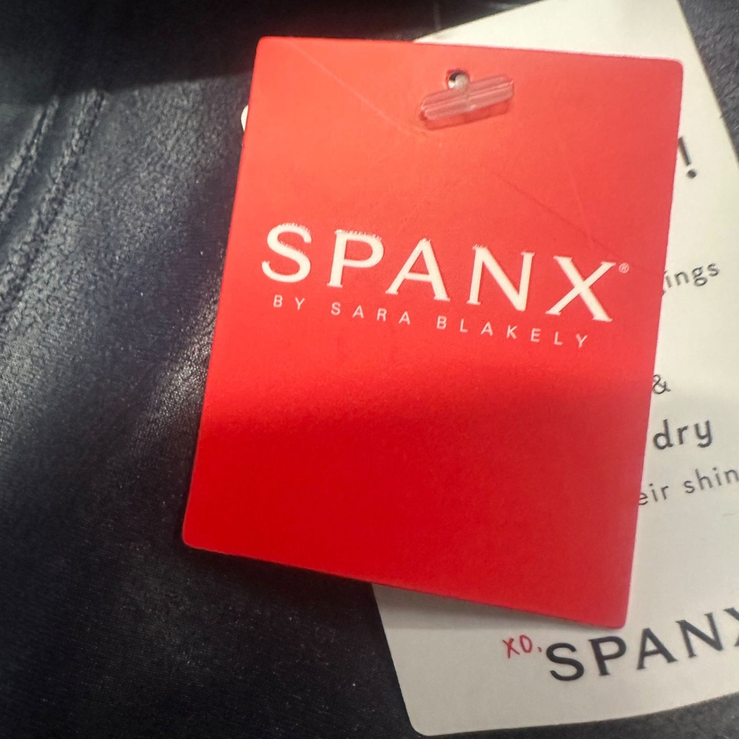 Spanx Womens 1X Black Faux Leather Leggings Shaping Stretch Sleek A278540 New