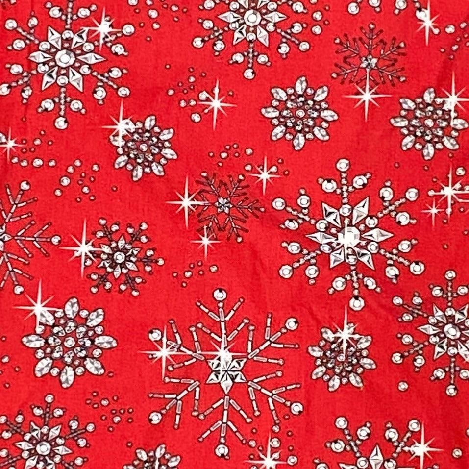 UA Scrubs L Red Snowflake Print Scrub Top Stretch Knit Side Panel Christmas