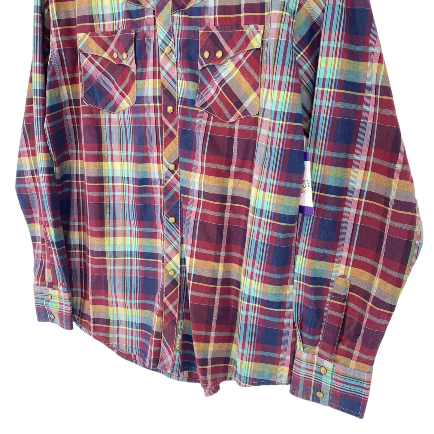 Wrangler Retro XL Plaid Pearl Snap Button Down MVR261M Long Sleeve Cowboy Rodeo