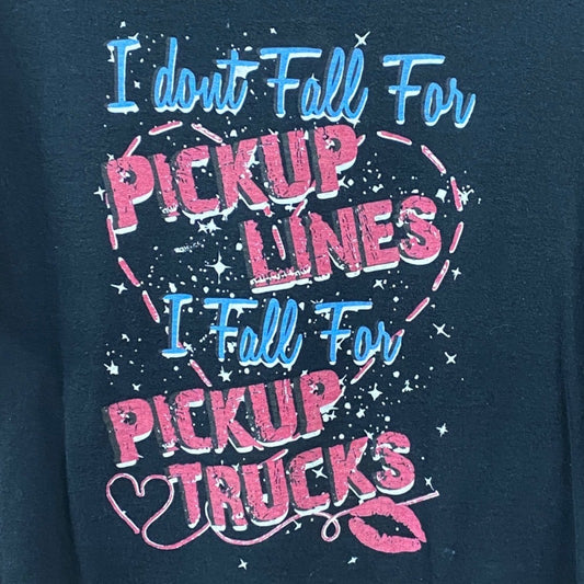 Gildan L Black Tshirt Pickup Lines Trucks Valentines Country Graphic Print