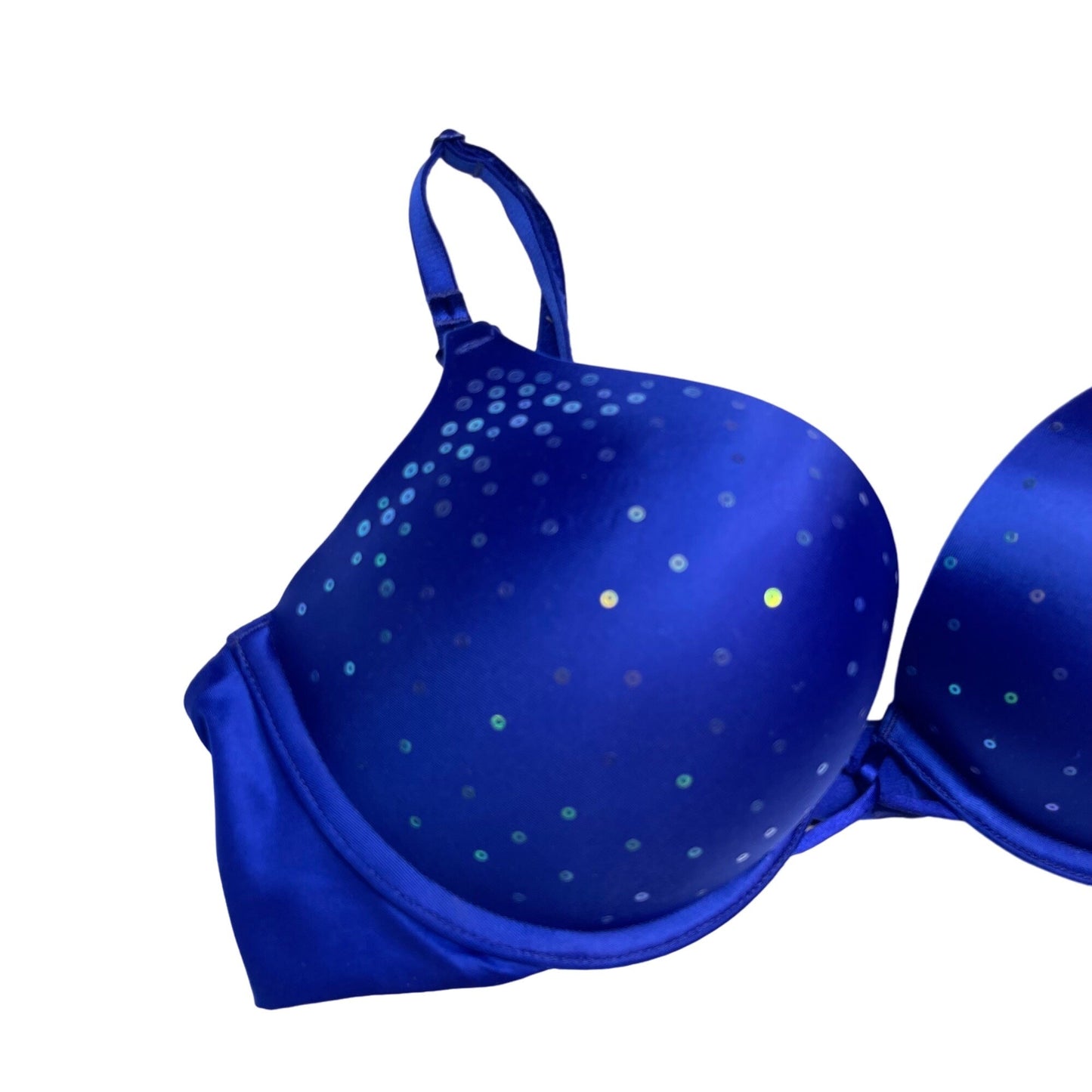 Victoria's Secret 36B Royal Blue Miraculous Plunge Push Up Bra Sequin Detail