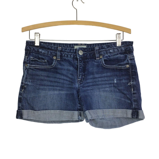 Aeropostale 5/6 Denim Jean Shorts Rolled Cuffs 4.5" Inseam Low Rise Medium Wash