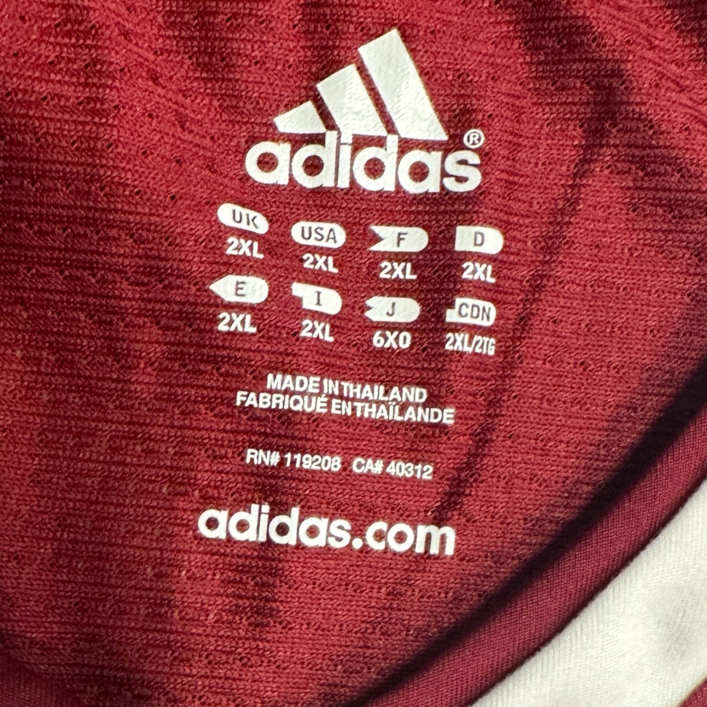 Adidas Mens 2XL Team Jersey Tank Red Maroon White Sleeveless Blank Basketball