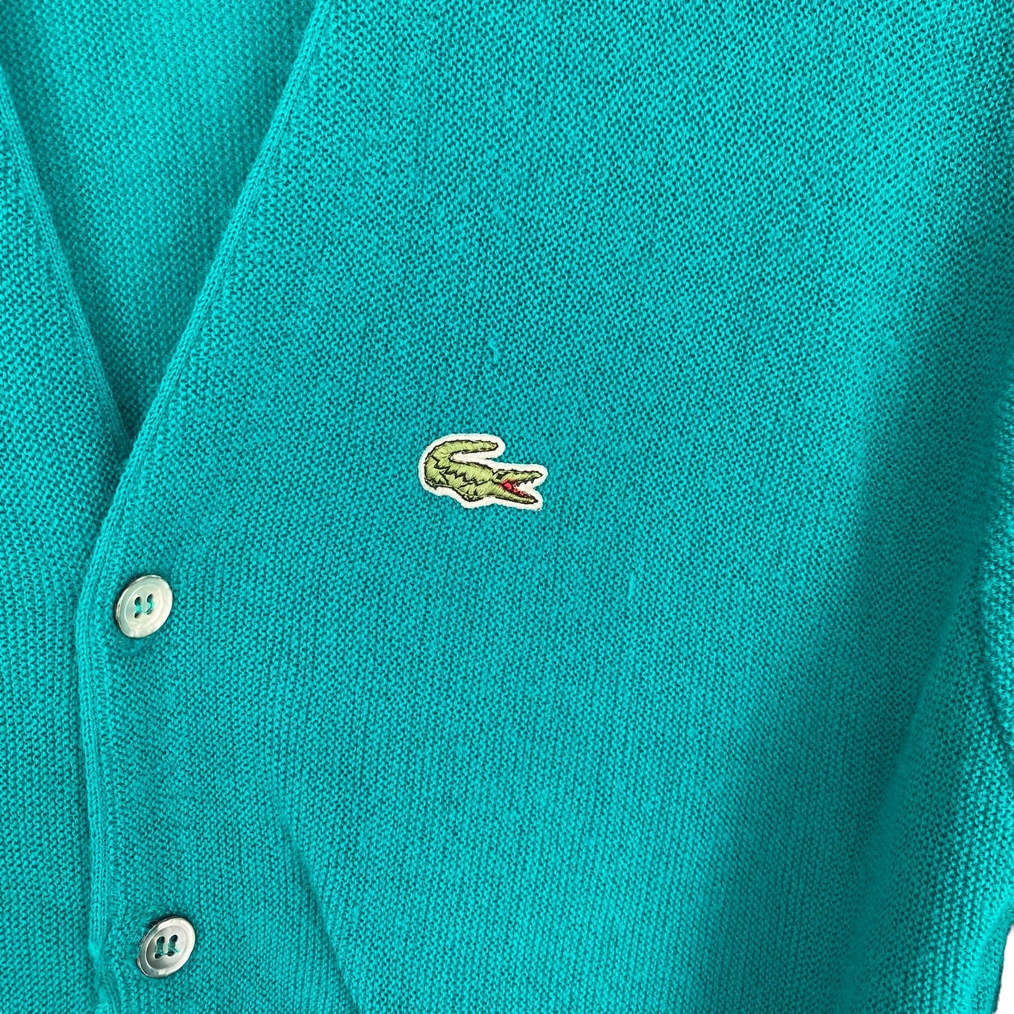 Vintage Izod Lacoste Mens S Teal Green Cardigan Sweater V-Neck Button Front