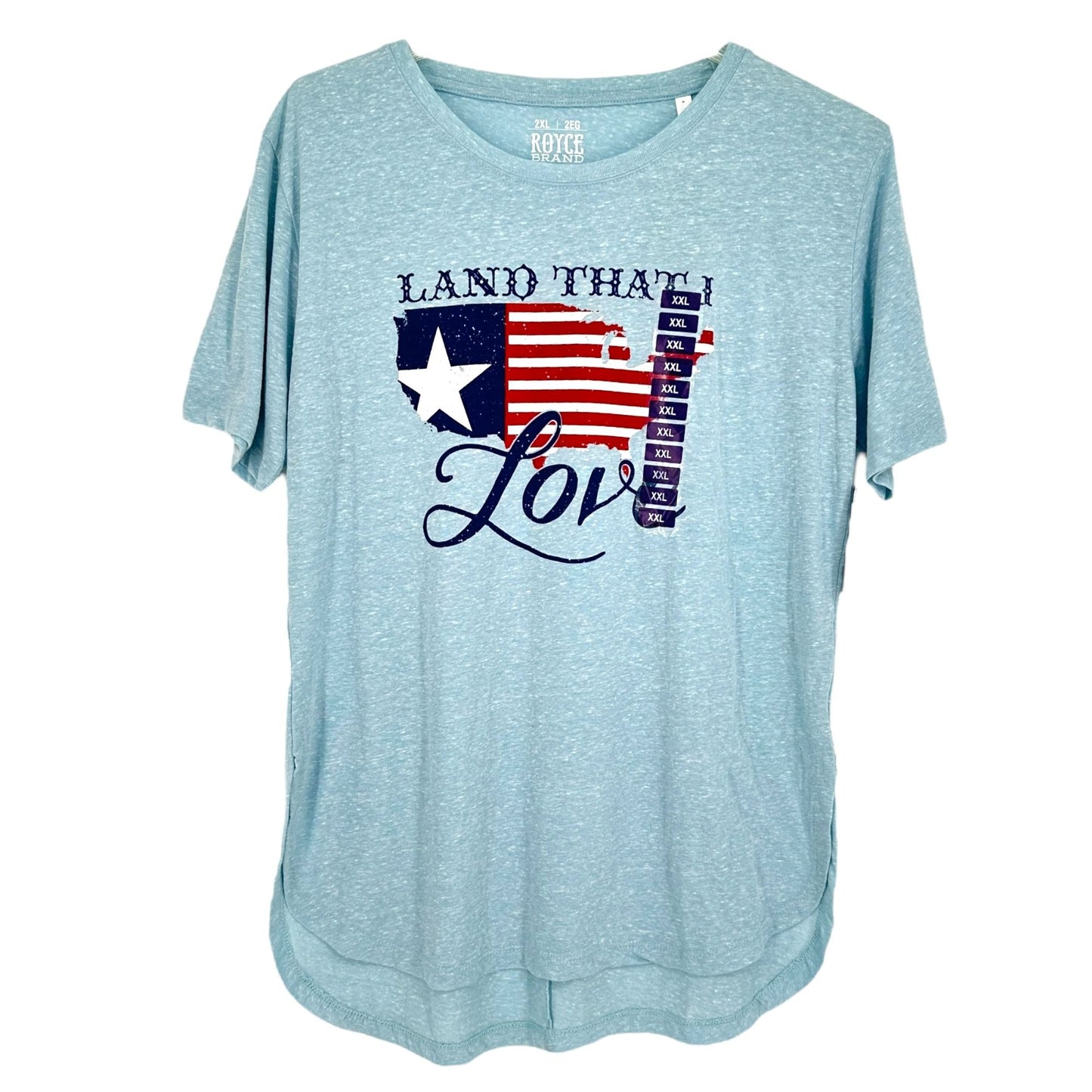 NEW Royce Womens XXL America Land That I Love Tee Soft Patriotic Flag T-Shirt