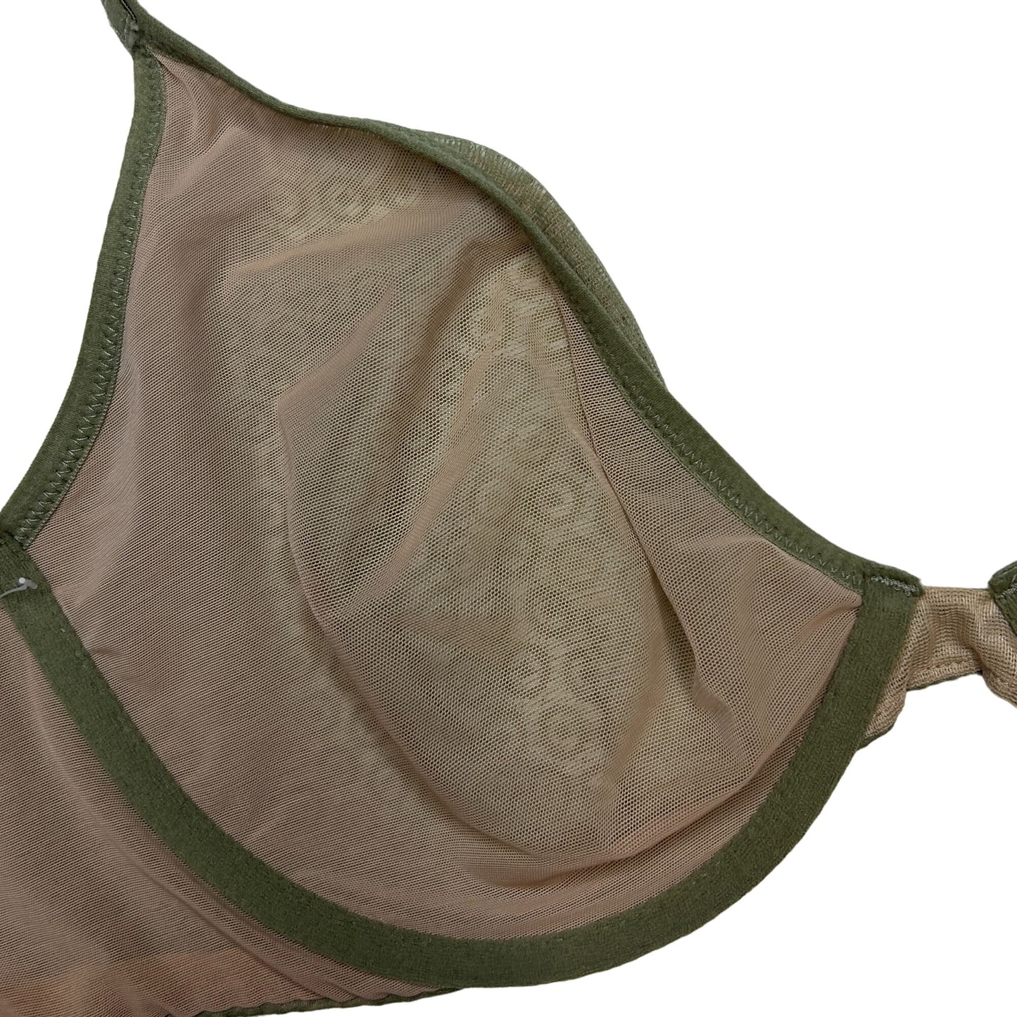 Victoria's Secret Body by Victoria 32DD Unlined Plunge Bra Mesh Olive Green