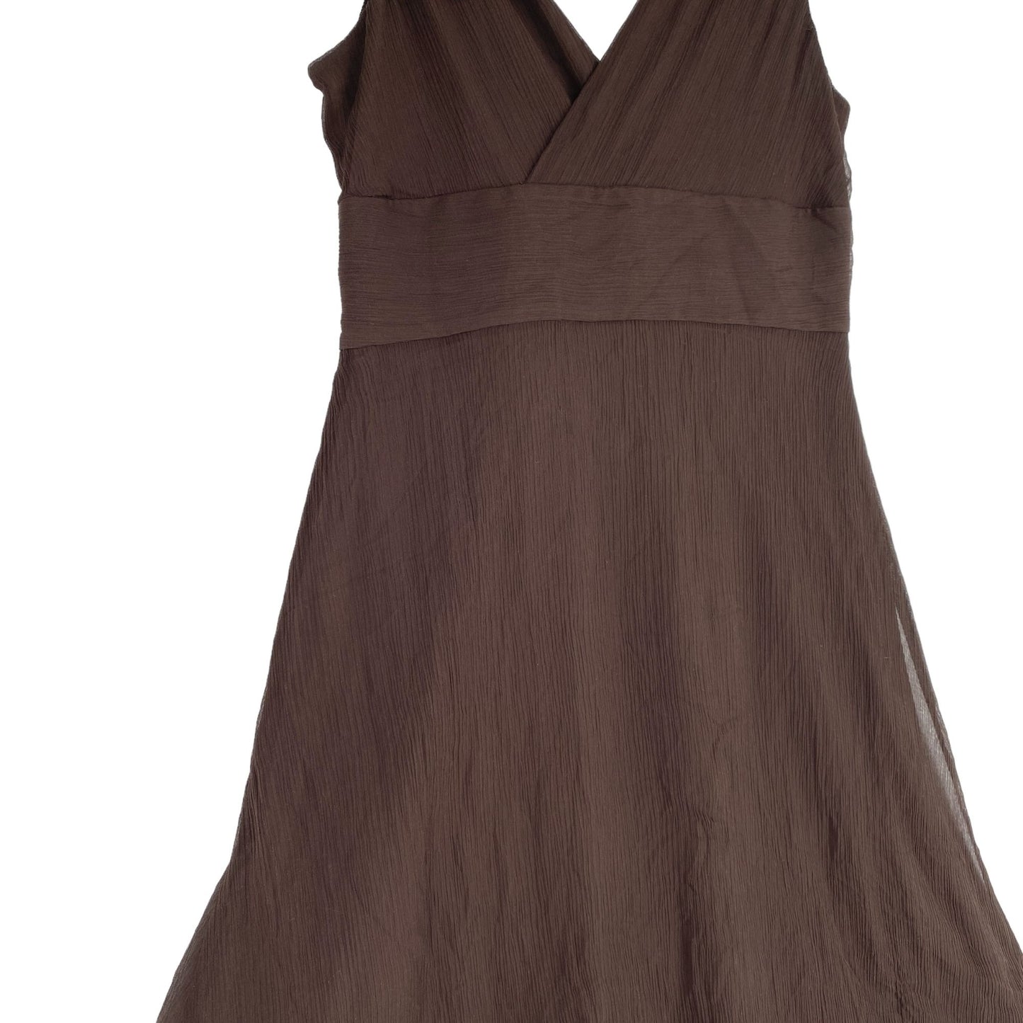 NWT J Crew Womens 10 Brown Silk Chiffon Dress Sleeveless Knee Length Vneck