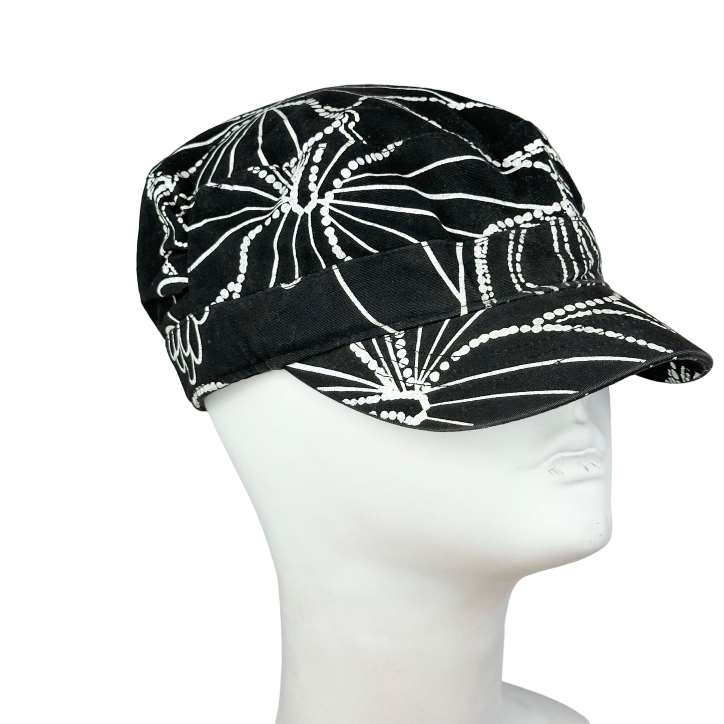 O'Neill Black White Fashion Pageboy Hat Logo Floral Print Embroidered y2K