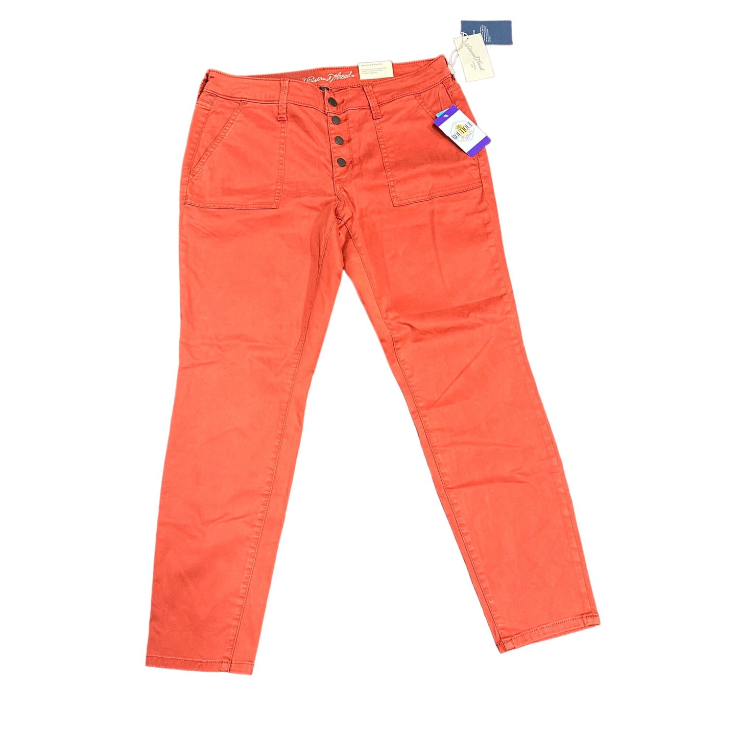 NWT Universal Thread 12/31R Orange Mid Rise Skinny Jeans Button Fly Sculpts