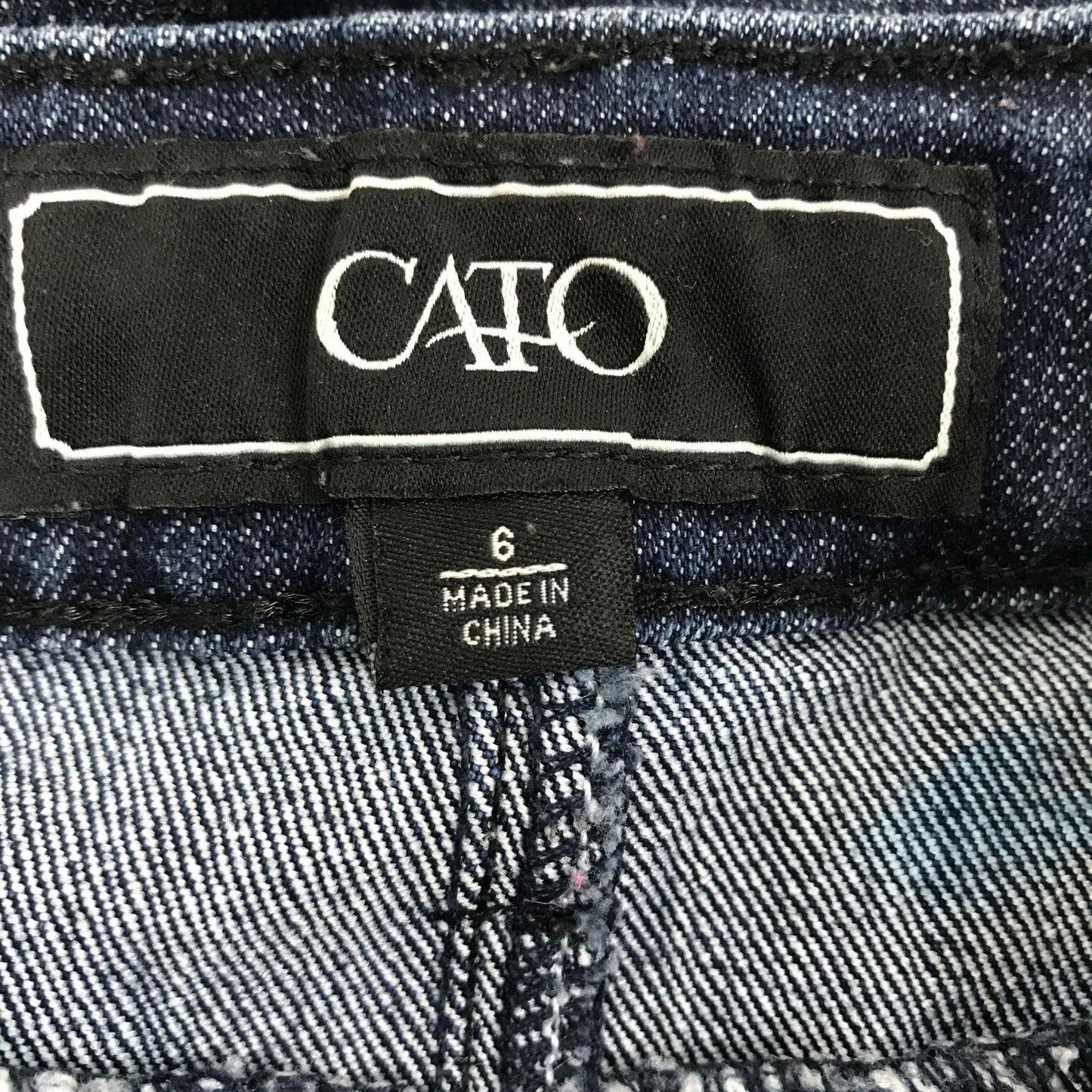 Cato Womens 6 Straight Leg Denim Blue Jeans Bling Pockets Dark Wash 5 Pocket