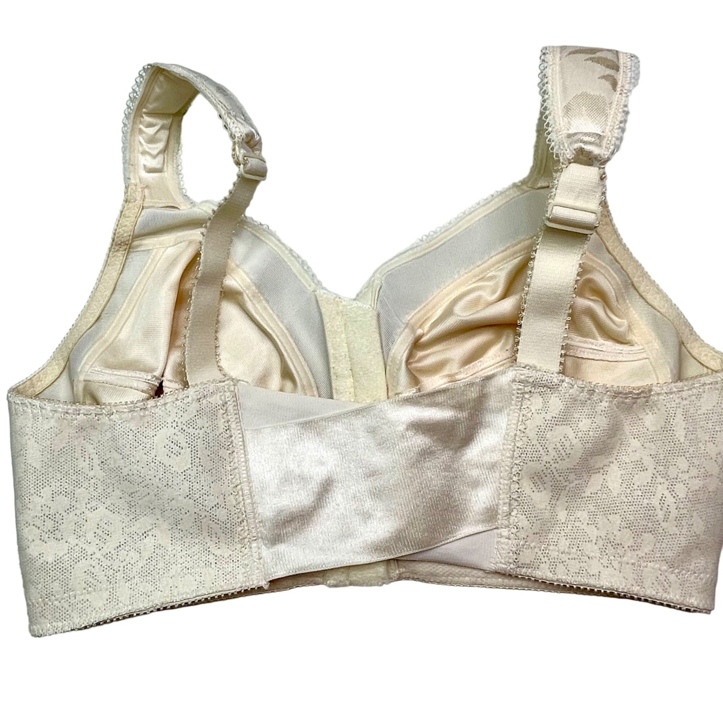 Playtex 36DD Cream Comfort Strap Full Coverage Bra Front Closure Floral