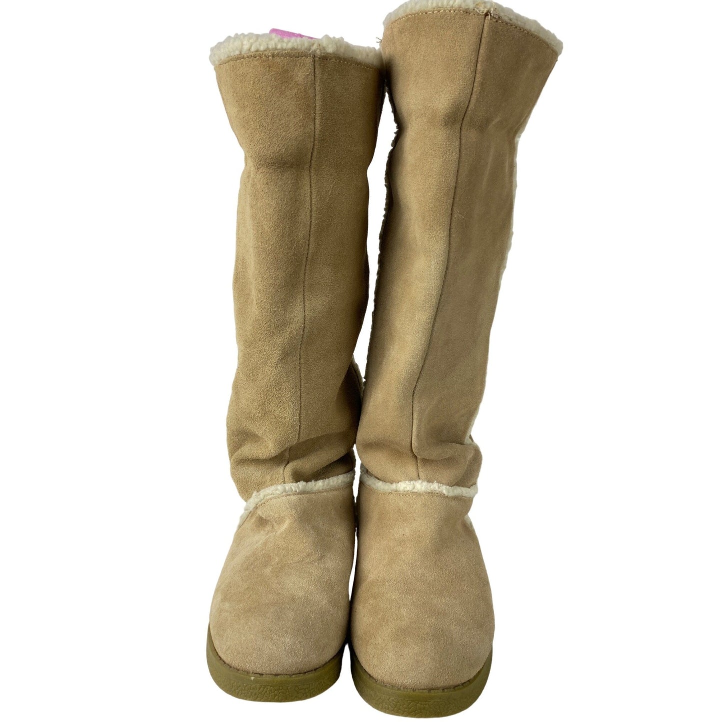 Xhilaration Size 7 Womens Tan Genuine Suede Knee High Boots Faux Fur Lining