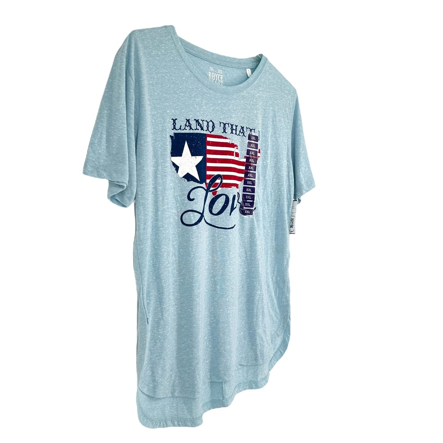 NEW Royce Womens XXL America Land That I Love Tee Soft Patriotic Flag T-Shirt