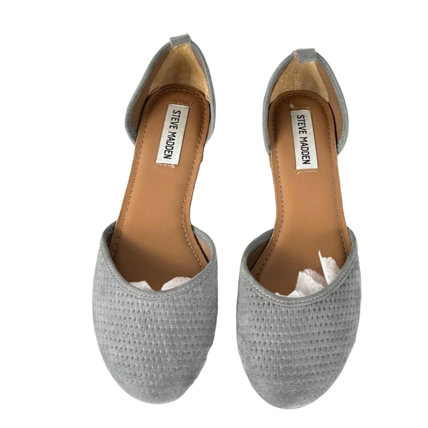 Steve Madden 7.5 Maia Gray Fabric Flats Perforated D'Orsay Round Toe Casual