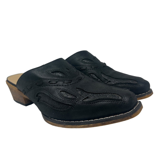 Roper Snip Toe Black Open Back Mule Beth Glittered Womens 11 Vegan Casual Low