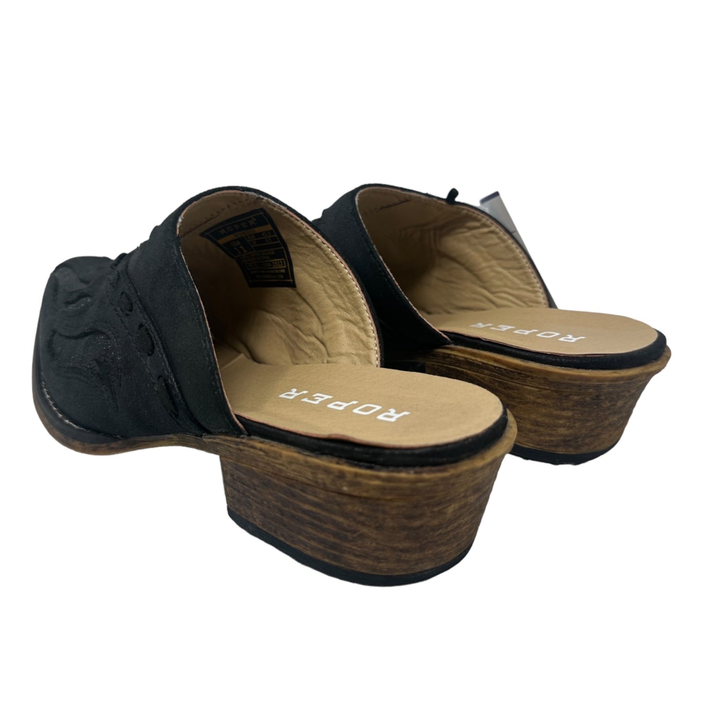 Roper Snip Toe Black Open Back Mule Beth Glittered Womens 11 Vegan Casual Low