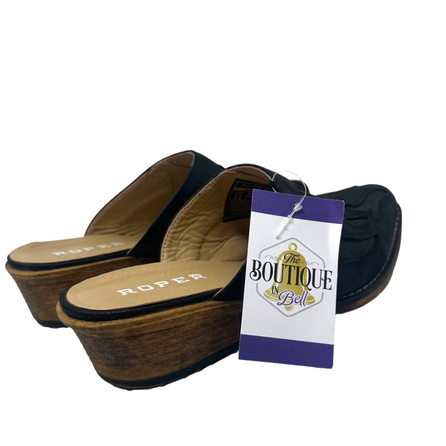 Roper Snip Toe Black Open Back Mule Beth Glittered Womens 11 Vegan Casual Low