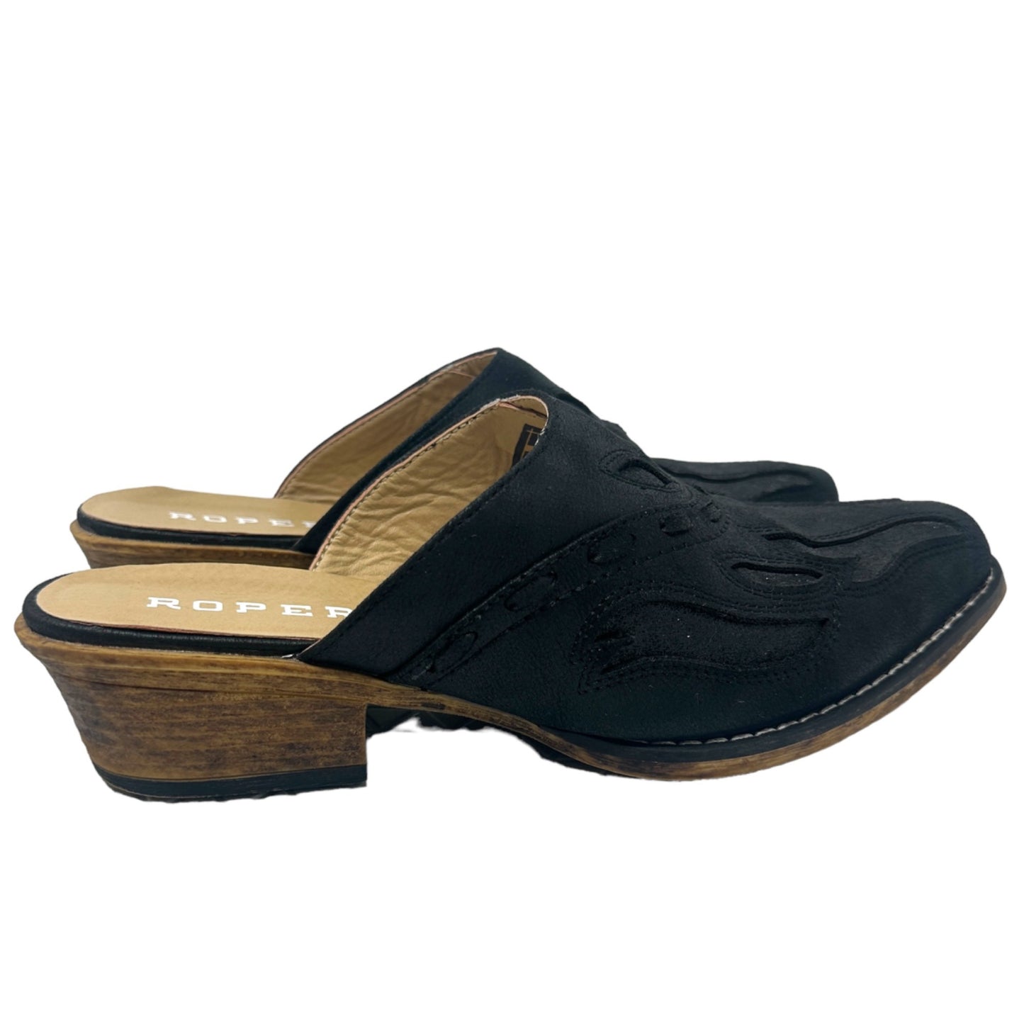 Roper Snip Toe Black Open Back Mule Beth Glittered Womens 11 Vegan Casual Low