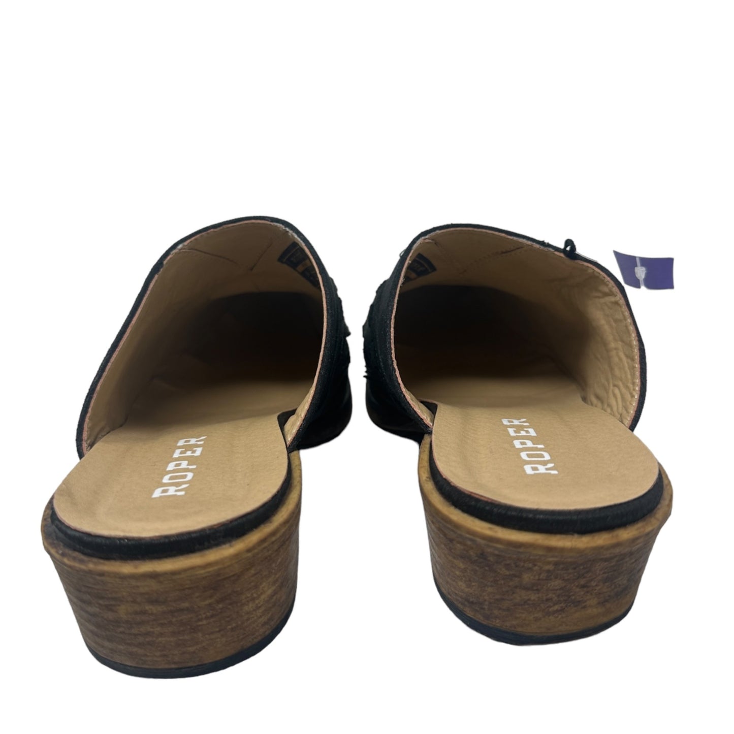 Roper Snip Toe Black Open Back Mule Beth Glittered Womens 11 Vegan Casual Low