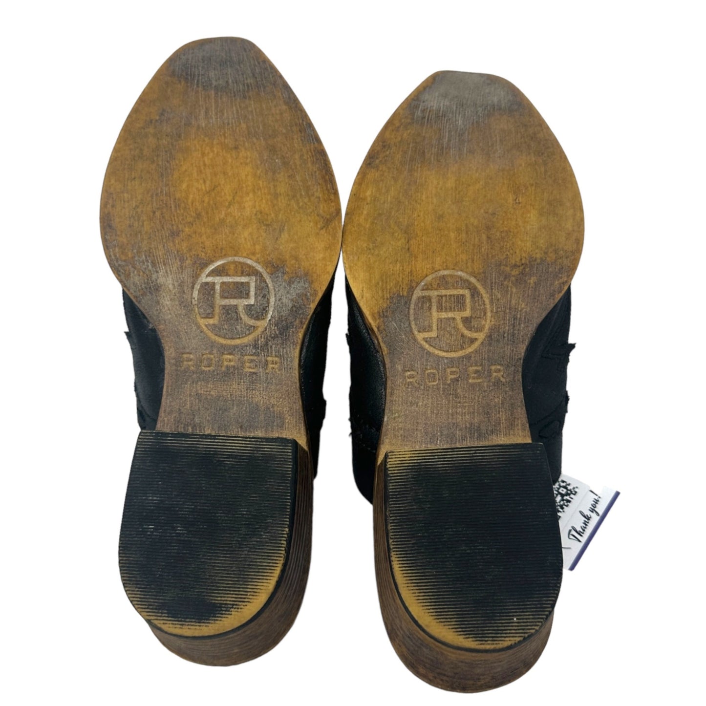 Roper Snip Toe Black Open Back Mule Beth Glittered Womens 11 Vegan Casual Low