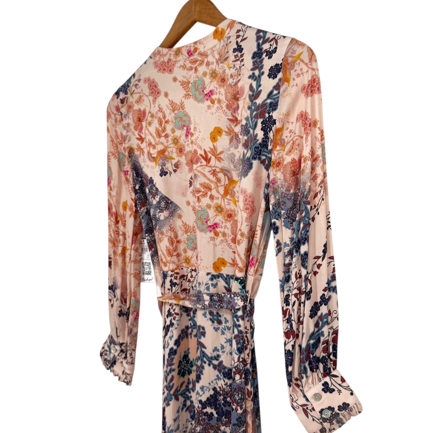 Soft Surroundings Womens PS Nassau Maxi Dress Front Button Tie Pink Blue Floral