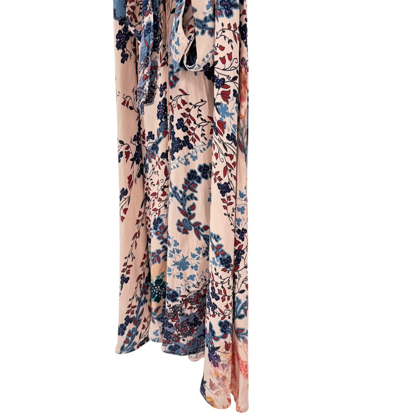 Soft Surroundings Womens PS Nassau Maxi Dress Front Button Tie Pink Blue Floral