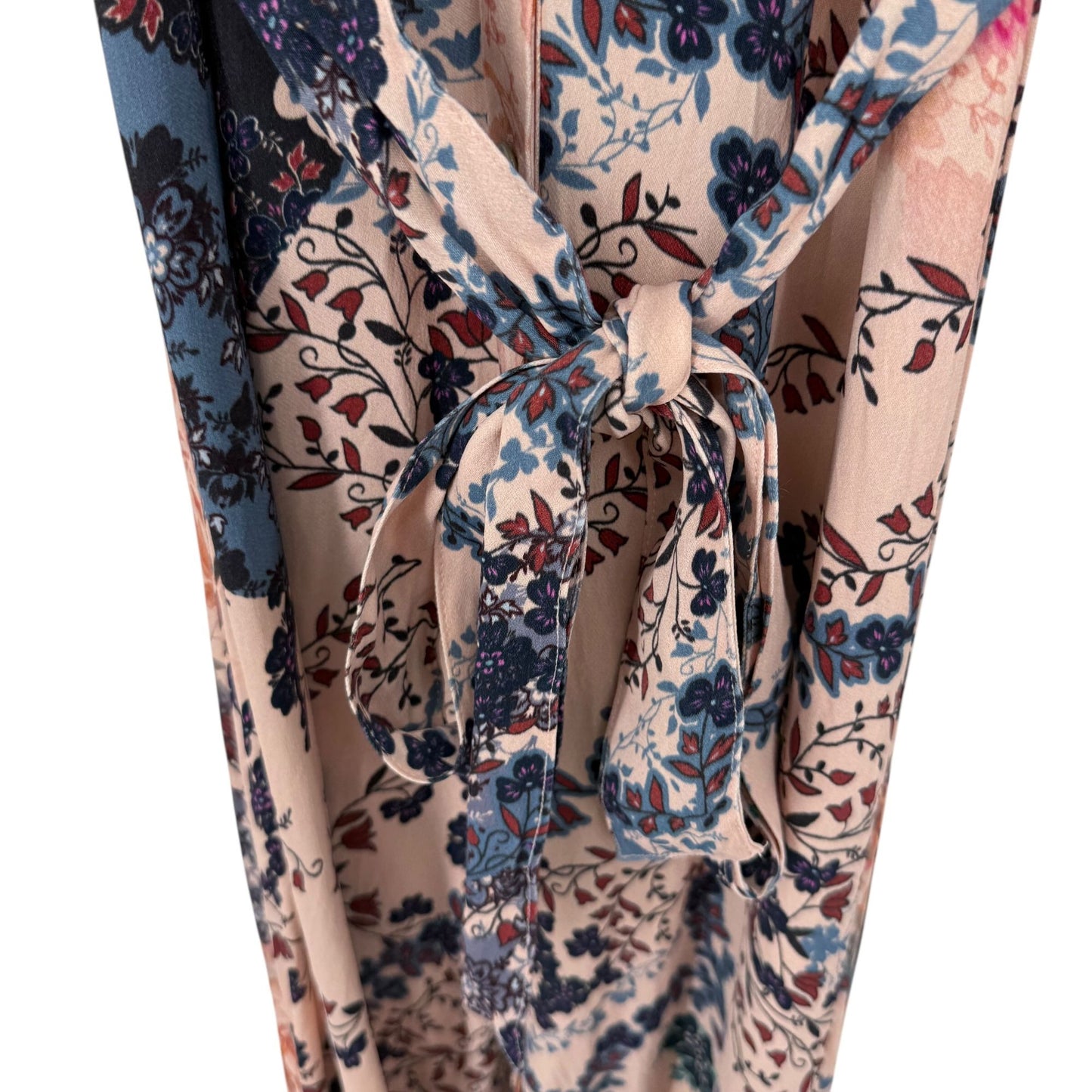Soft Surroundings Womens PS Nassau Maxi Dress Front Button Tie Pink Blue Floral