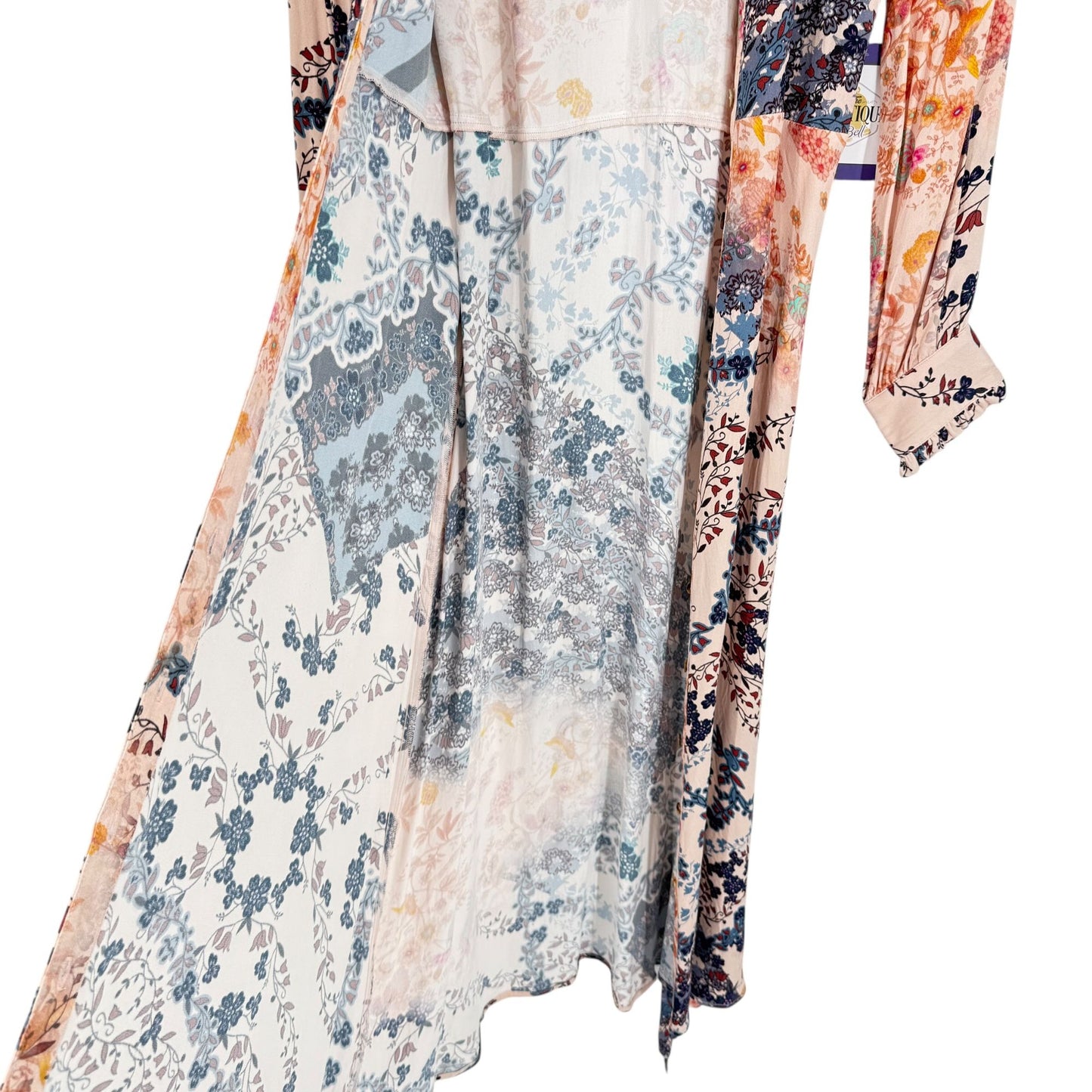 Soft Surroundings Womens PS Nassau Maxi Dress Front Button Tie Pink Blue Floral