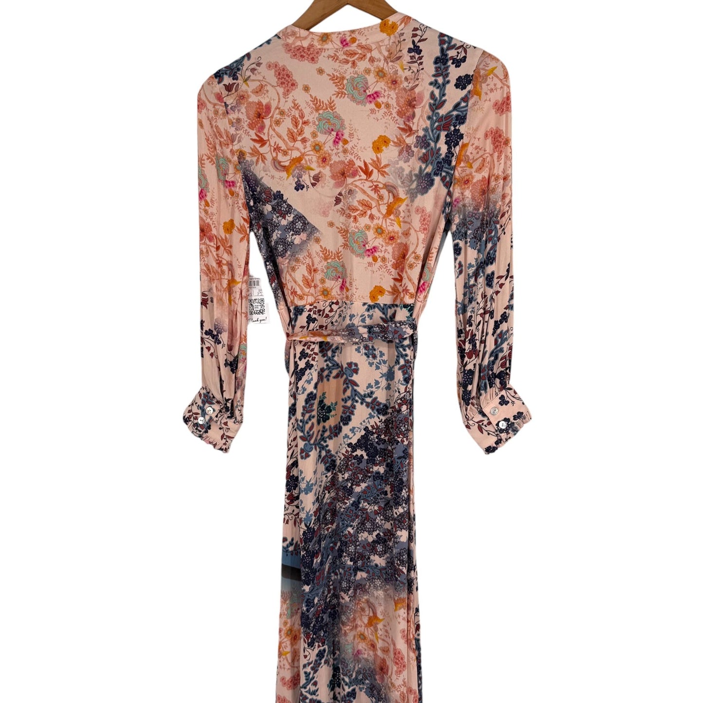 Soft Surroundings Womens PS Nassau Maxi Dress Front Button Tie Pink Blue Floral