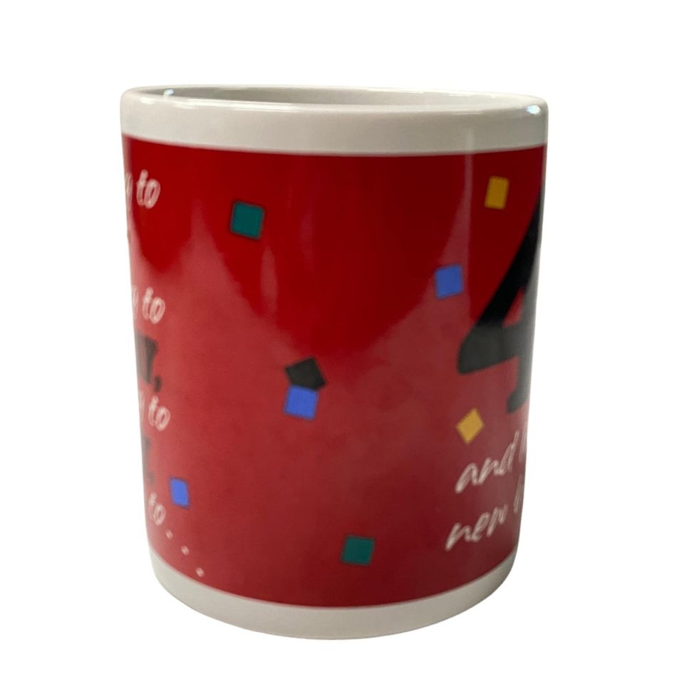 Vtg 90s Hallmark 40th Birthday Coffee Mug Funny Novelty Gift Gag Humor Red Black