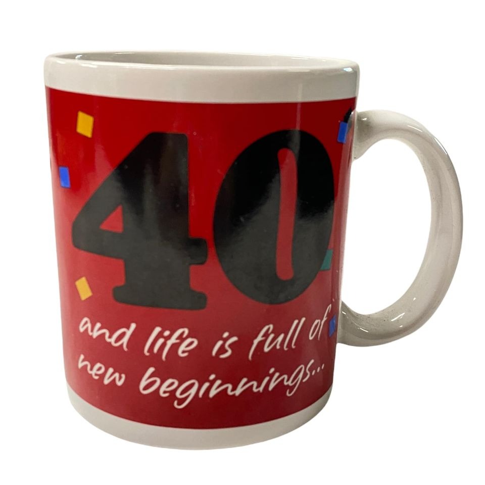 Vtg 90s Hallmark 40th Birthday Coffee Mug Funny Novelty Gift Gag Humor Red Black
