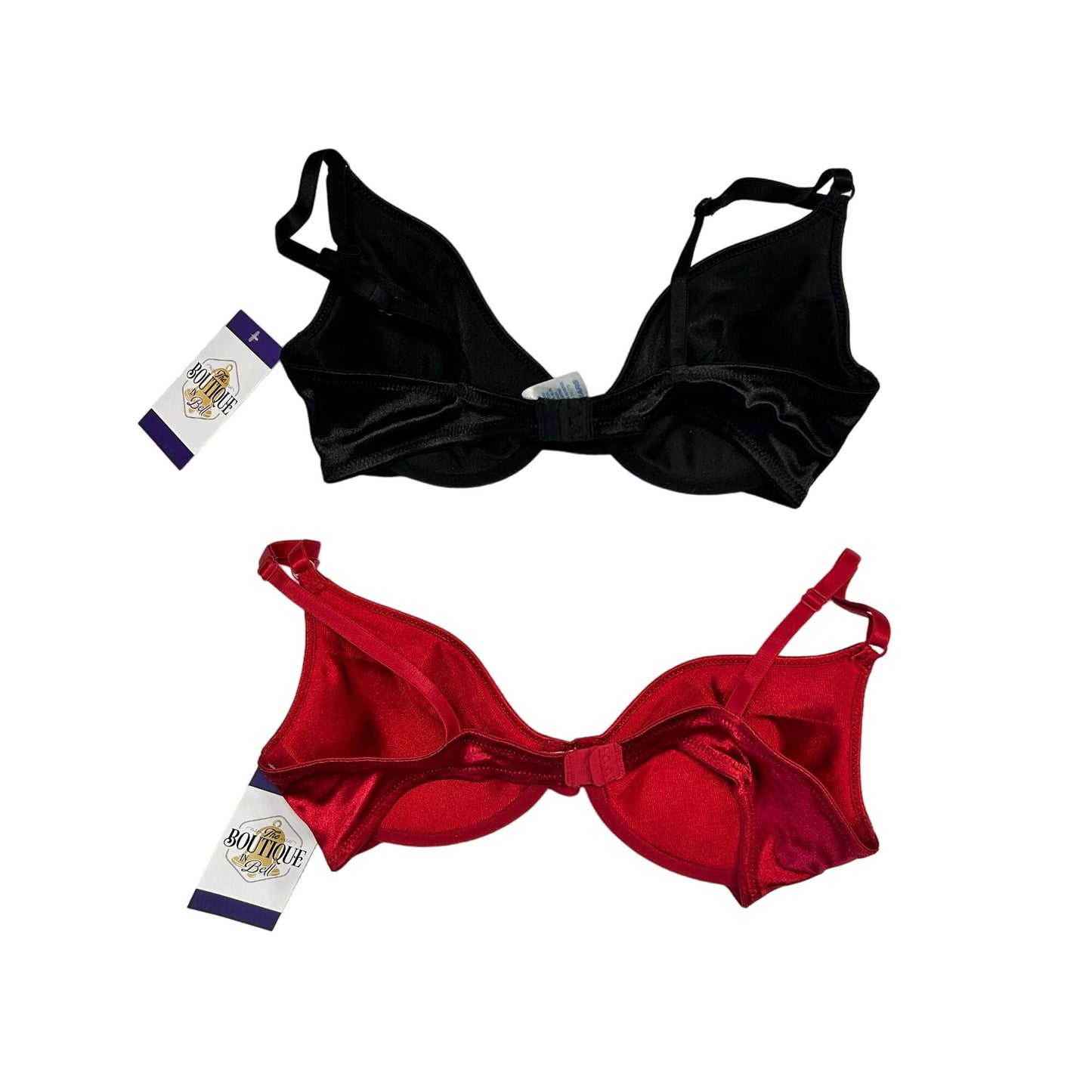 Vtg Sears Intimates 34C Red Black Bra (2) Underwire Lt Lining Lingerie Feminine