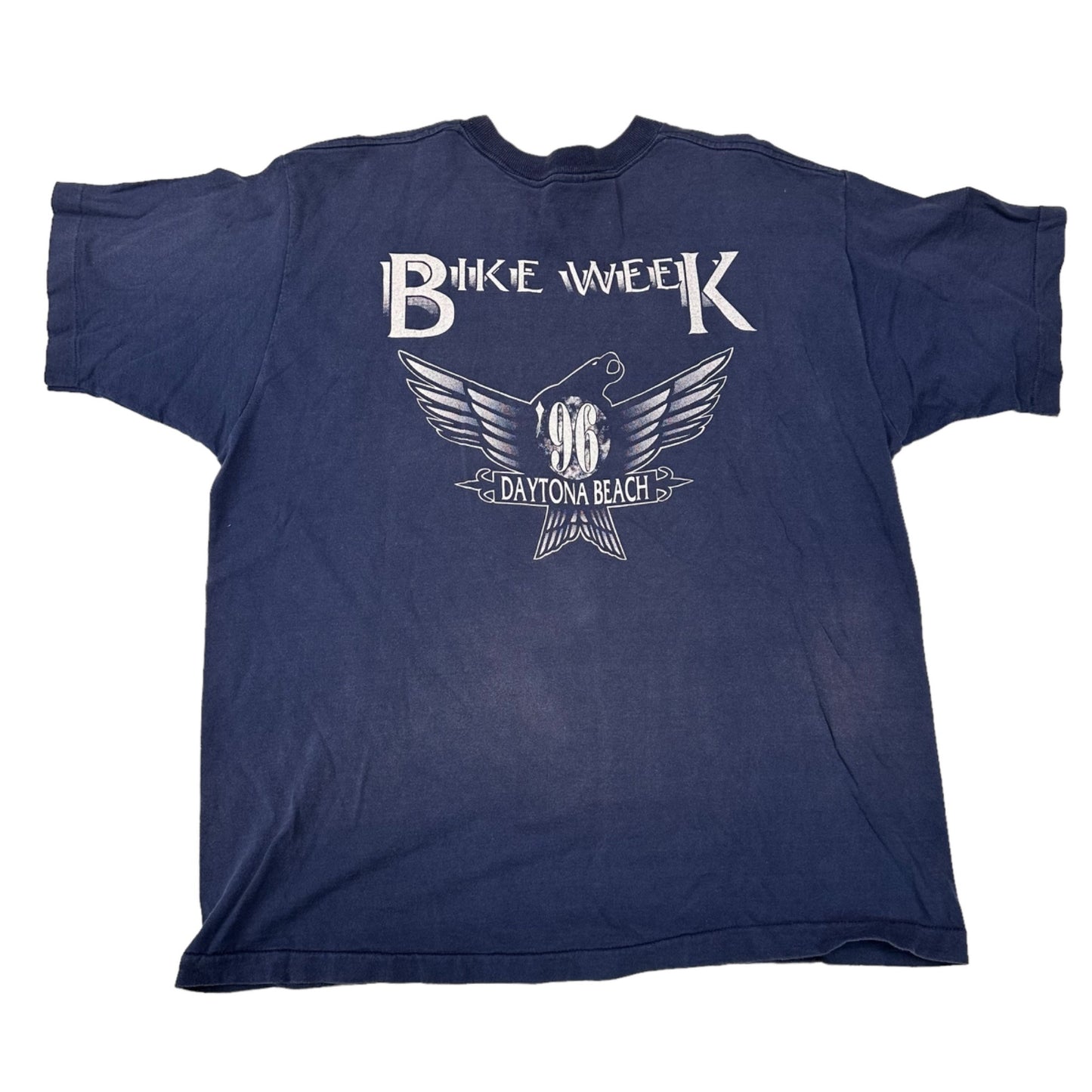 Vintage 1996 Bike Week Daytona Beach FL Mens XL Blue TShirt Eagle Single Stitch