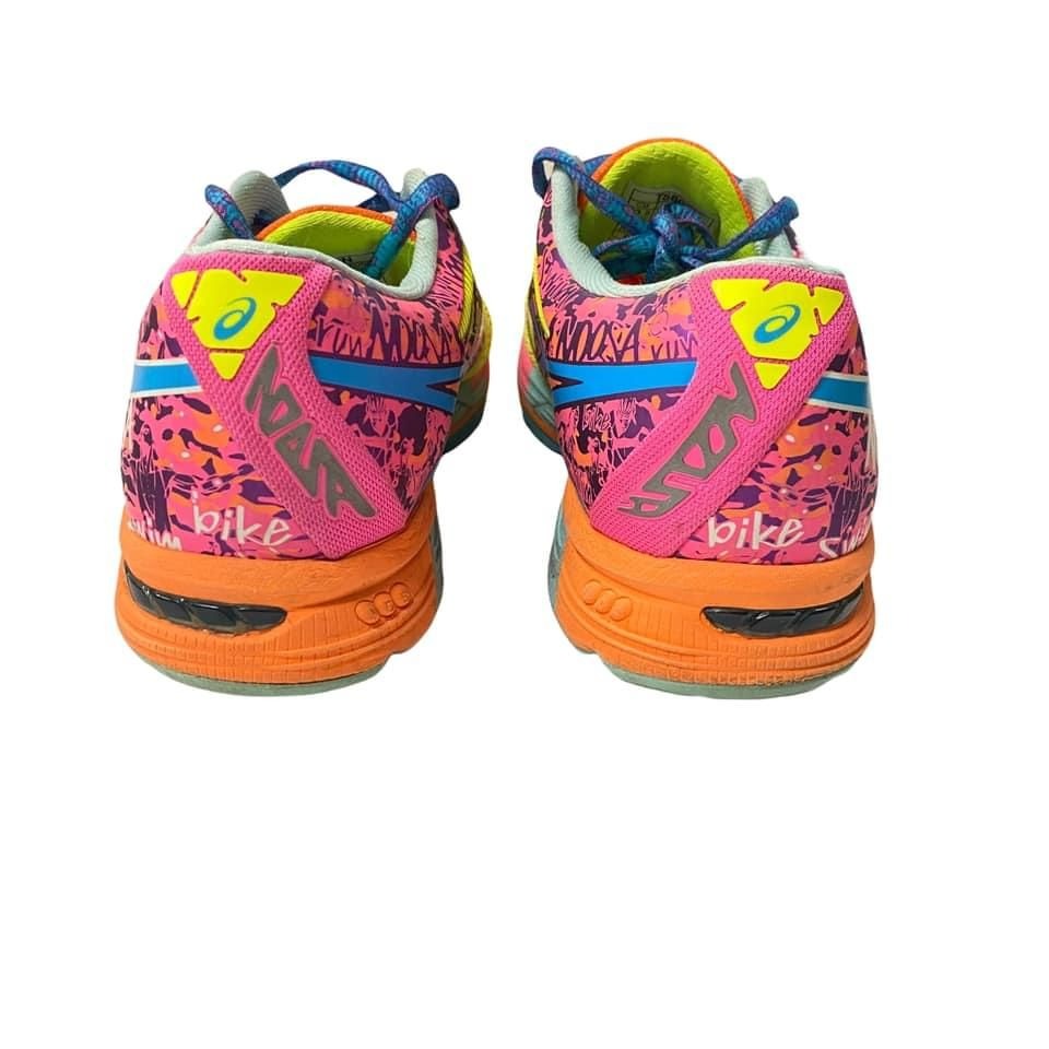 Asics T580N Gel Noosa Tri 10 Triathlon NEON Pink Yellow Shoes Womens Sz 6.5