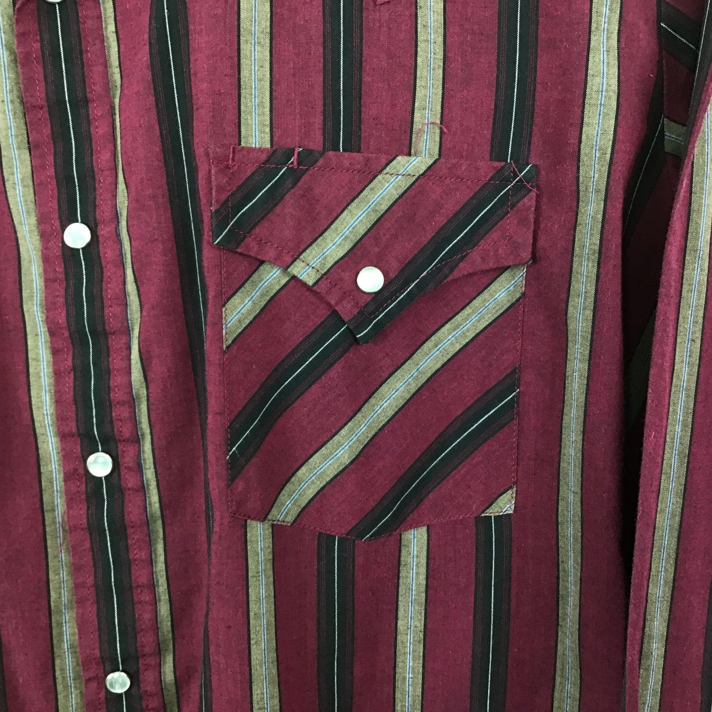 Ely Cattleman Pearl Snap Western Shirt Mens L 16.5-34 Long Sleeve Maroon Stripe