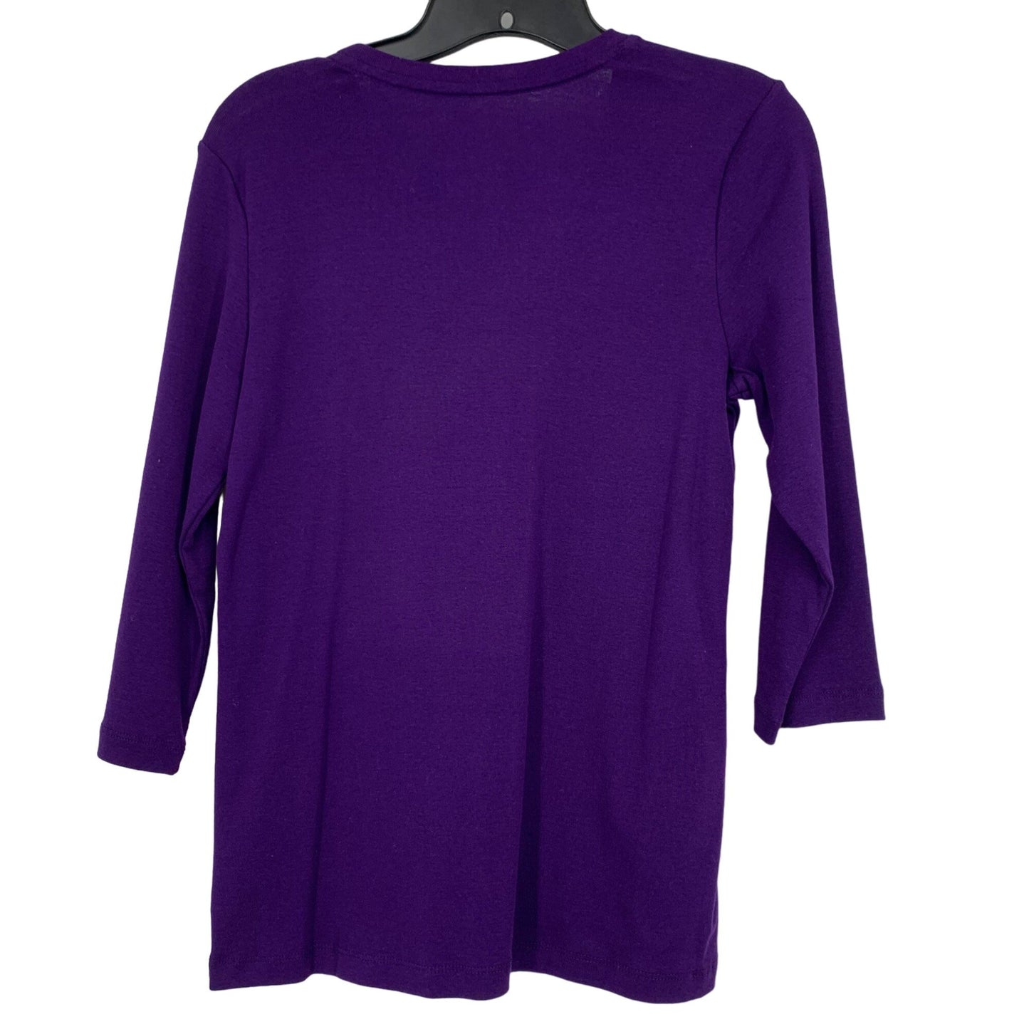 NWT St Johns Bay PS Purple VNeck Cotton Tunic 3/4 Sleeve Casual Cotton Blouse