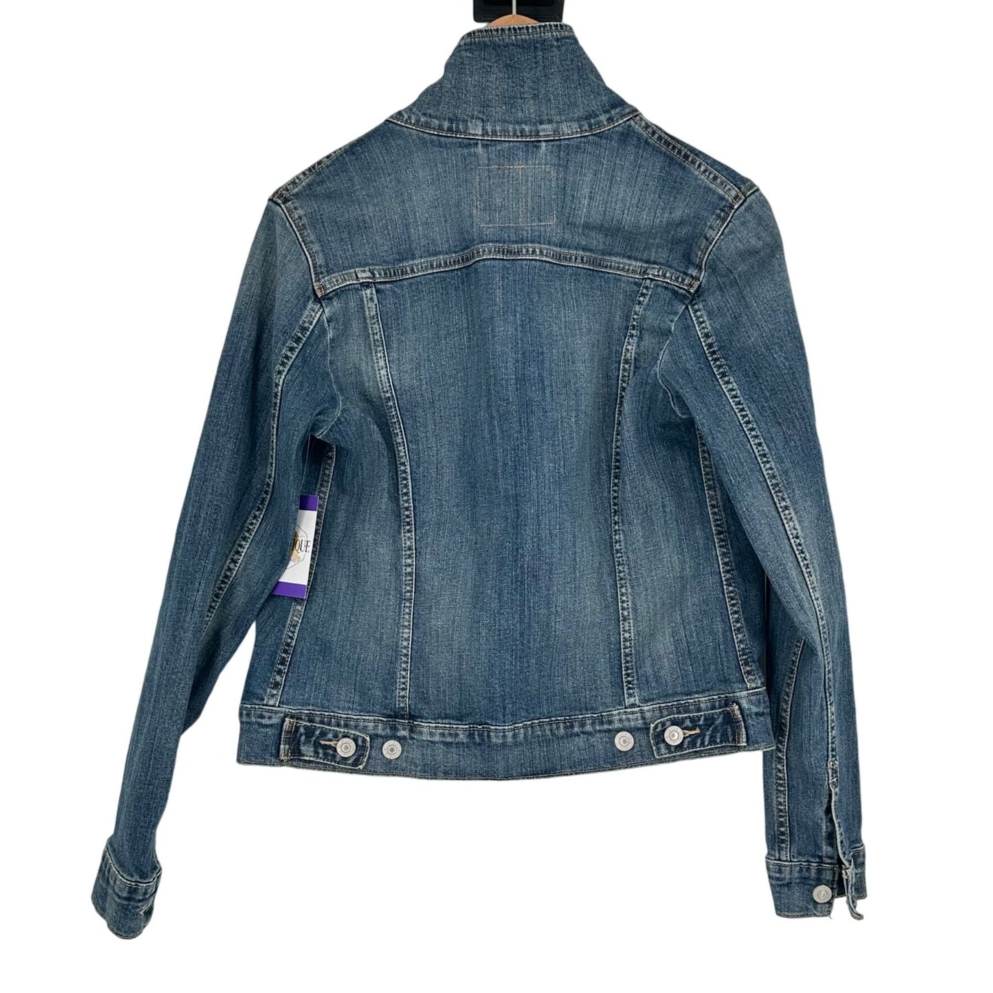 Levi Strauss Womens M Blue Denim Trucker Jacket Blue Jean Buttercup Stretch