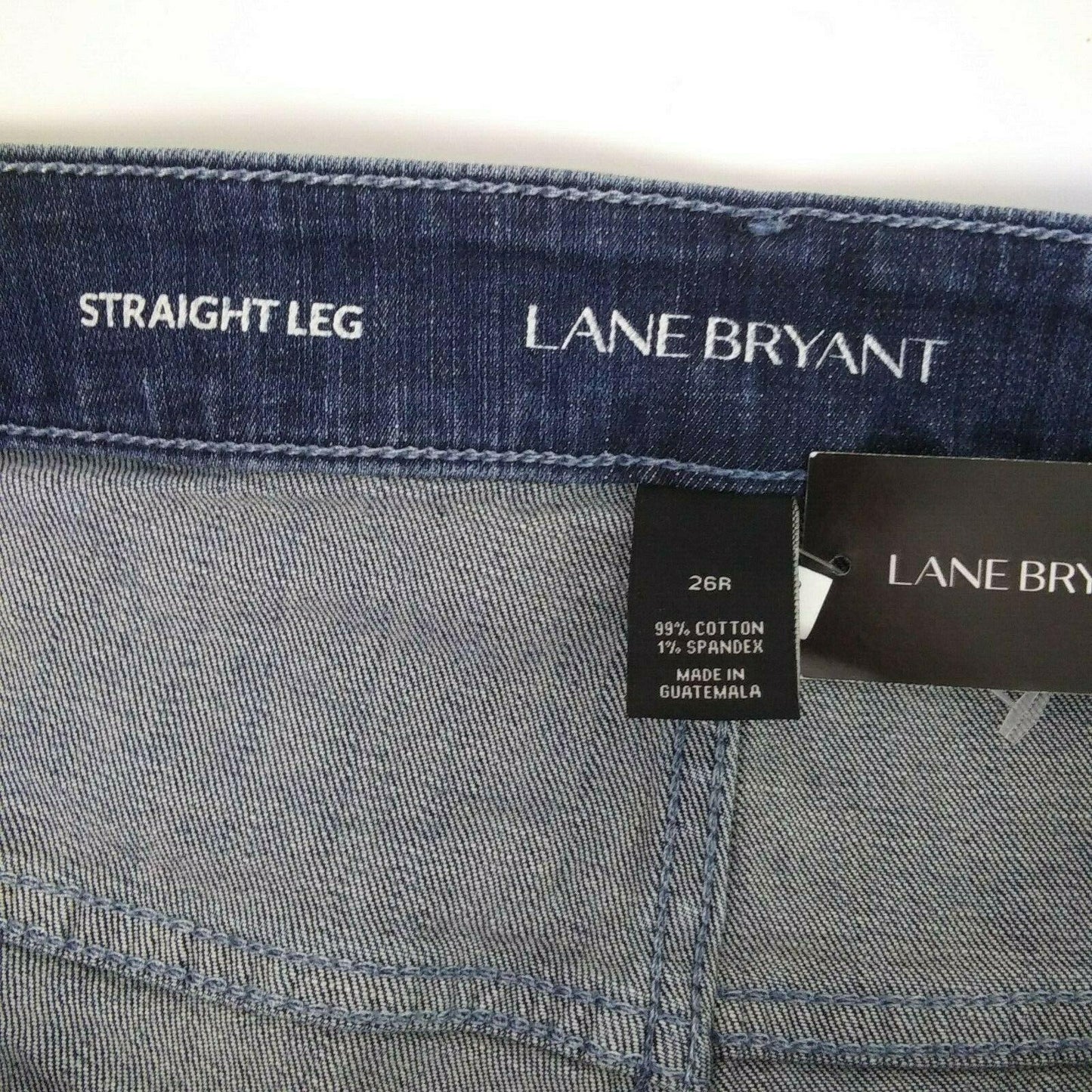 NWT Lane Bryant 26R Blue Jeans Straight Leg Mid Rise Stretch Distressed Casual