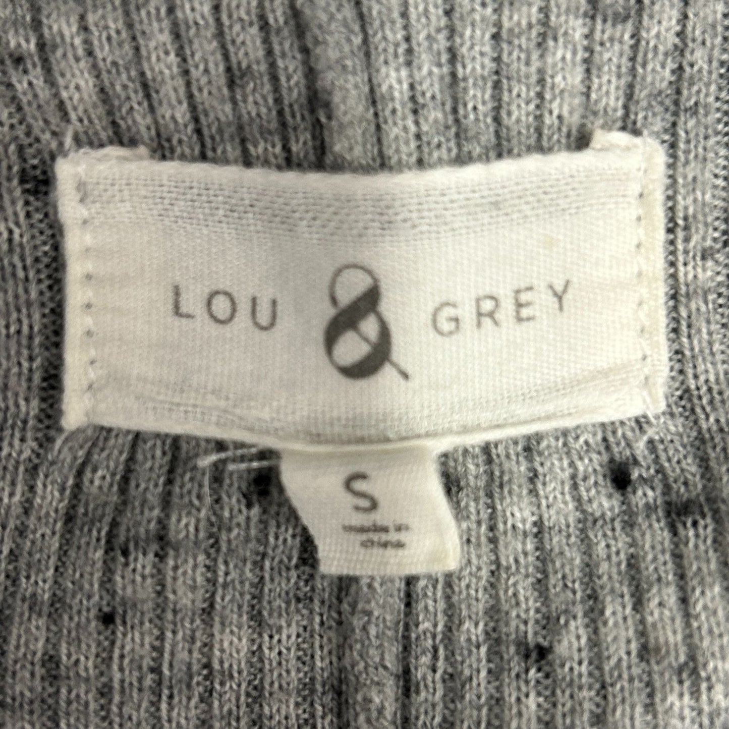 Lou & Gray Womens S Heather Gray V-neck Sweater Split Back Light Ribbed Tunic