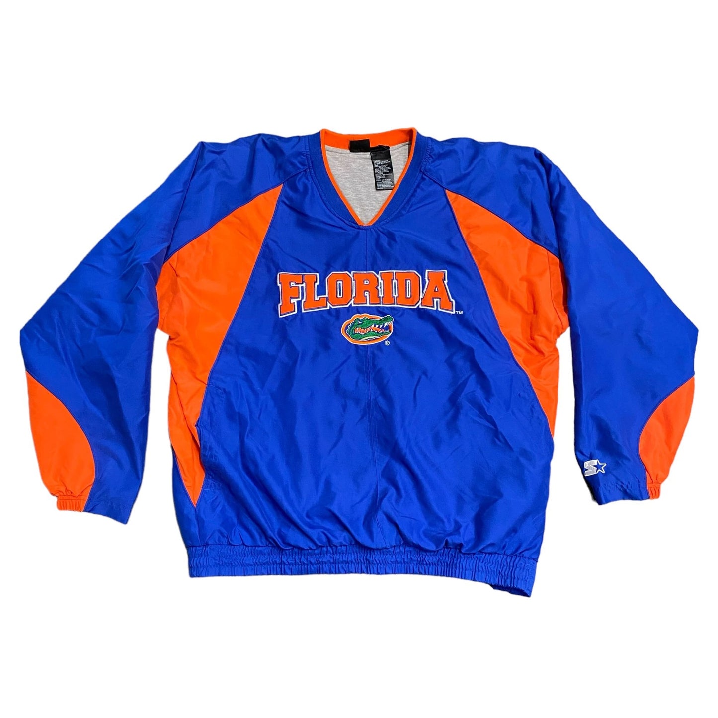 Vintage STARTER Florida Gators Jacket Mens L Vneck Windbreaker Pullover Lined