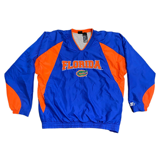 Vintage STARTER Florida Gators Jacket Mens L Vneck Windbreaker Pullover Lined